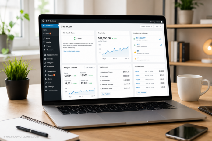 Build an Online Business with WordPress dashboard setup