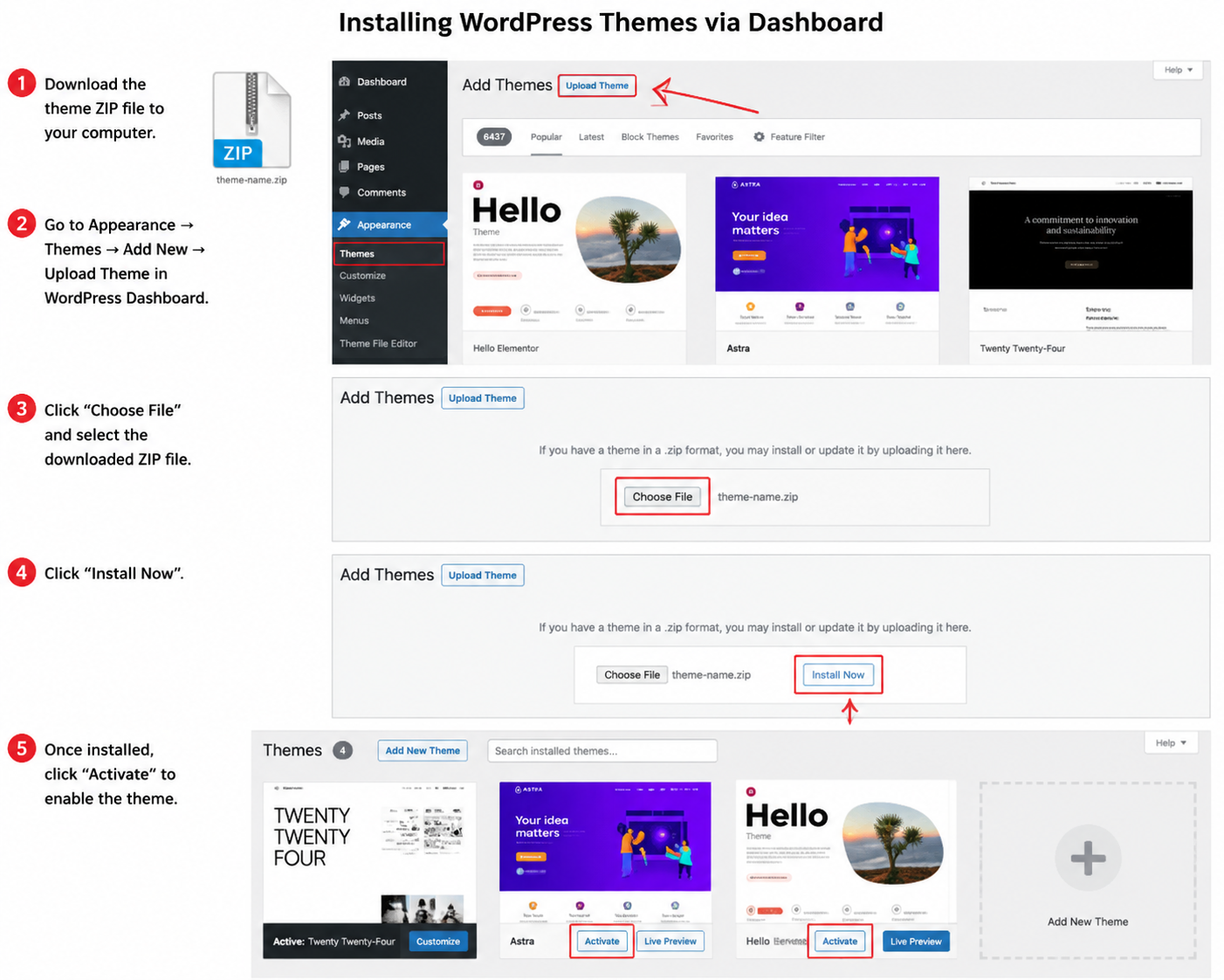 WordPress Add New Theme