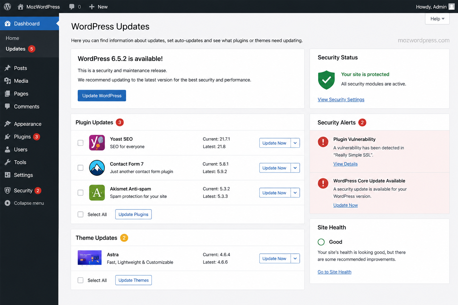 wordpress-dashboard-updates-security